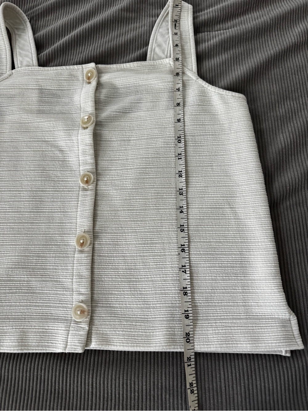 J. Crew Cream Ribbed Button-Front Tank - Picture 6 of 7
